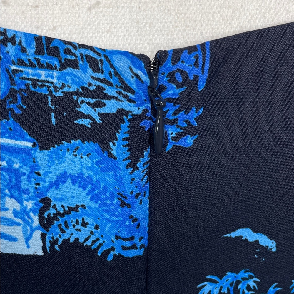 ANN TAYLOR Petite Blue & Black Floral Toile Square NIGHT SKY MIDI Dress 6P - Picture 7 of 15